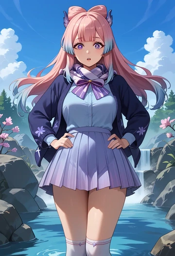 genshin impact,kokomi,spring,student uniform,cardigan  - AI generated anime art