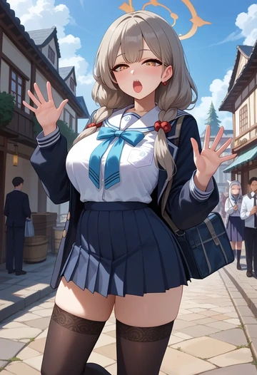 blue_archive,kokona_(blue_archive),jk uniform, stockings  - AI generated anime art