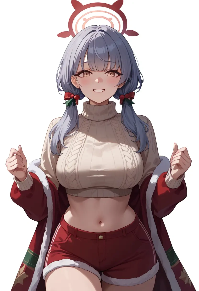 blue_archive,kokona_(blue_archive),Christmas,red velvet shorts,turtleneck sweater  - 