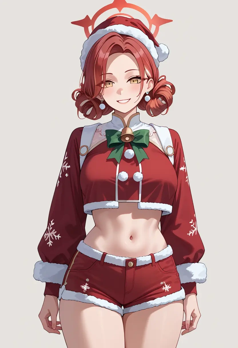 blue_archive,kokona_(blue_archive),Christmas,red velvet shorts  - 