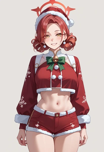 blue_archive,kokona_(blue_archive),Christmas,red velvet shorts  - AI generated anime art