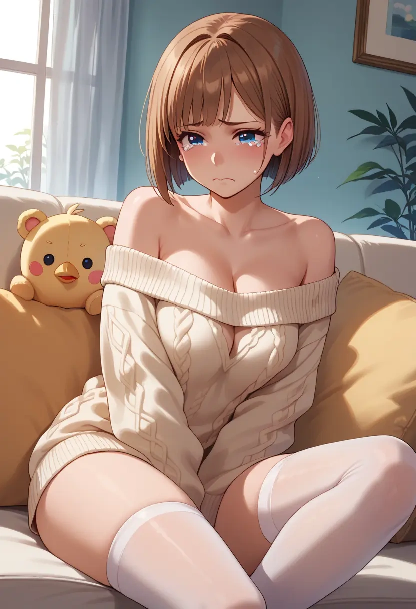 to_heart_(series),komaki_manaka,Pouting ,Teary-eyed,off-shoulder,sweater  - 