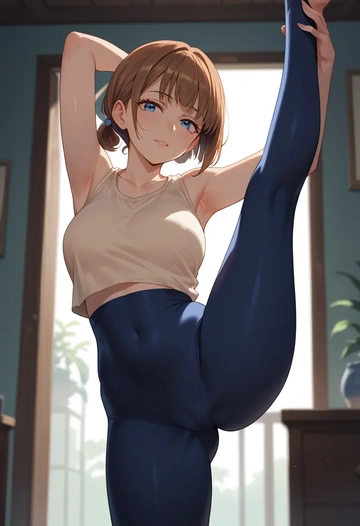 to_heart_(series),komaki_manaka,yoga, standing split,sexy,  - AI generated anime art