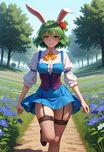 touhou,komano_aunn,bunny girl, sexy,stockings  - AI generated anime art