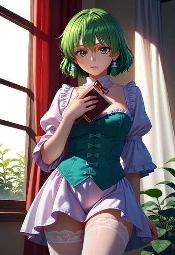 touhou,komano_aunn,Victorian-era,stockings,sexy  - AI generated anime art