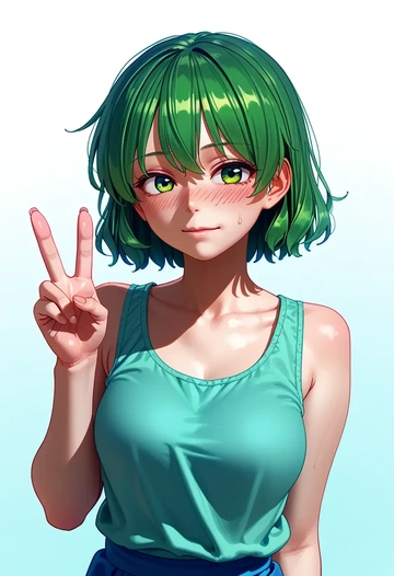 touhou,komano_aunn,abstract print tank,dolphin shorts  - AI generated anime art