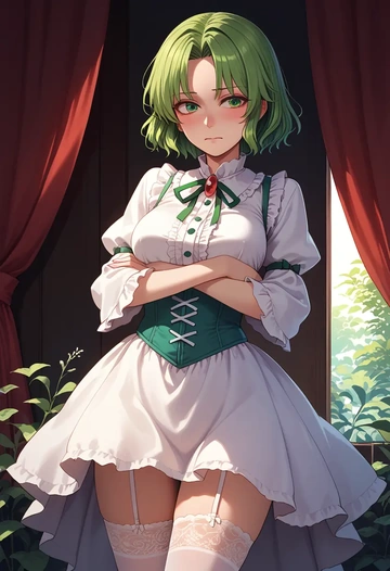 touhou,komeiji_koishi,Victorian-era,stockings,sexy  - AI generated anime art