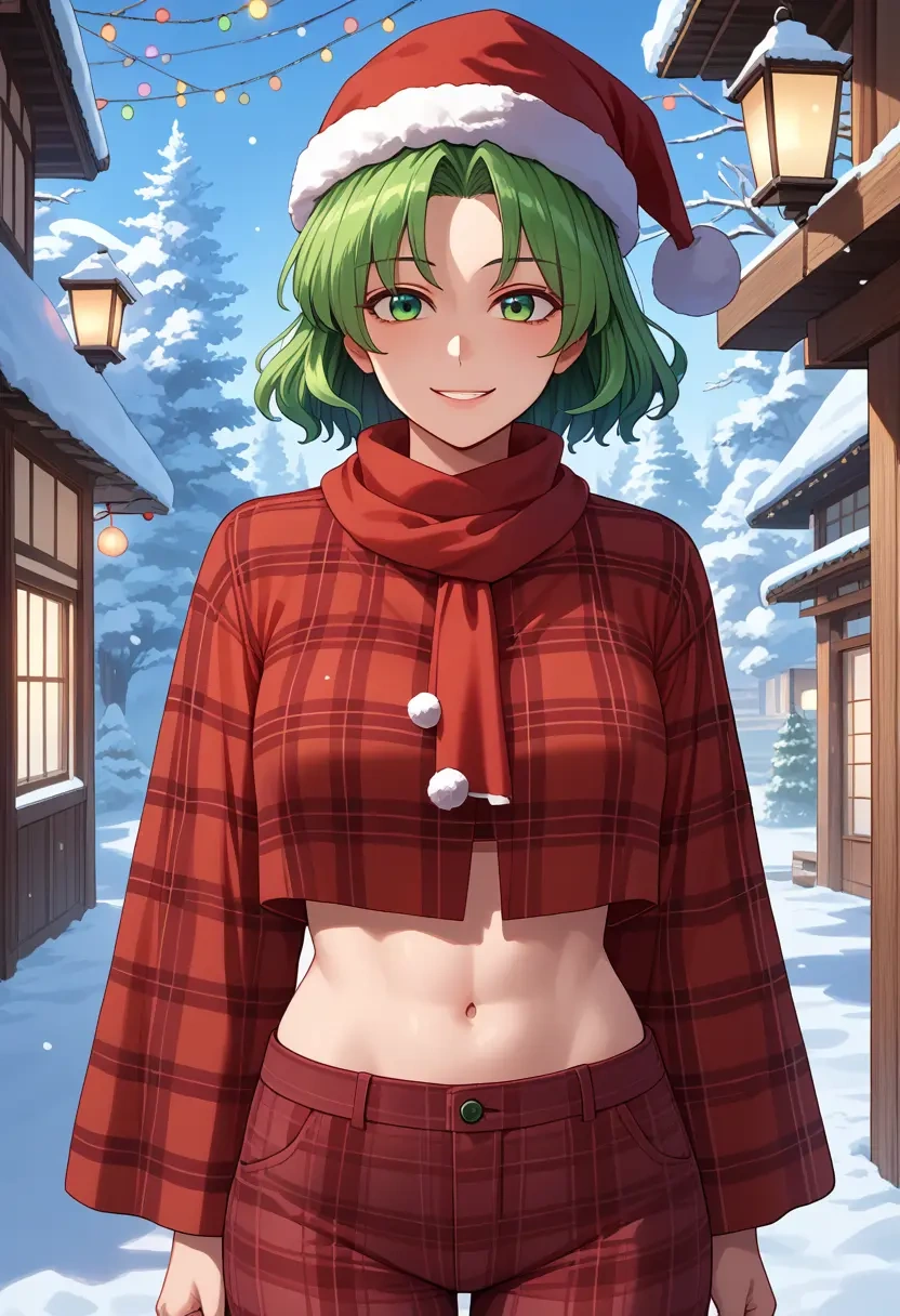 touhou,komeiji_koishi,Christmas,plaid trousers  - 