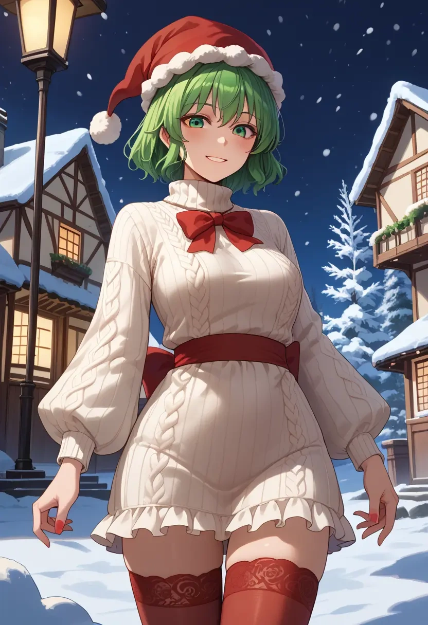 touhou,komeiji_koishi,Christmas,sweater dress,stockings  - 