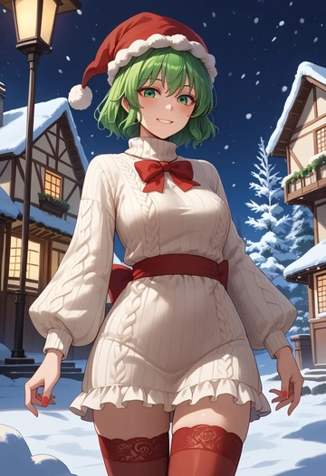 touhou,komeiji_koishi,Christmas,sweater dress,stockings  - AI generated anime art