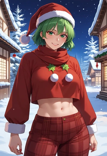 touhou,komeiji_koishi,Christmas,plaid trousers  - AI generated anime art