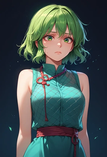 touhou,komeiji_koishi,sleeveless top,bike shorts  - AI generated anime art