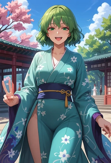 touhou,komeiji_koishi,kimono,silk,wide-leg trousers  - AI generated anime art