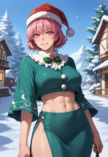 touhou,komeiji_satori,Christmas,dress  - AI generated anime art