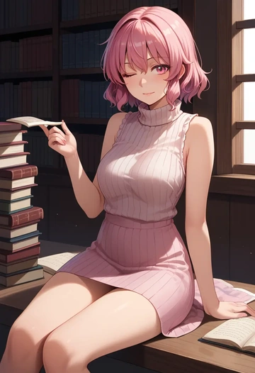 touhou,komeiji_satori,turtleneck,knit,maxi skirt  - AI generated anime art