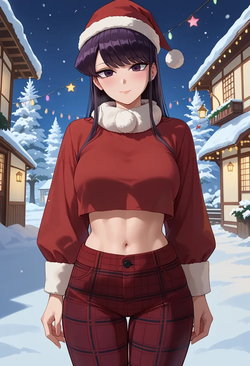 komi-san_wa_komyushou_desu,komi_shouko,Christmas,plaid trousers  - 