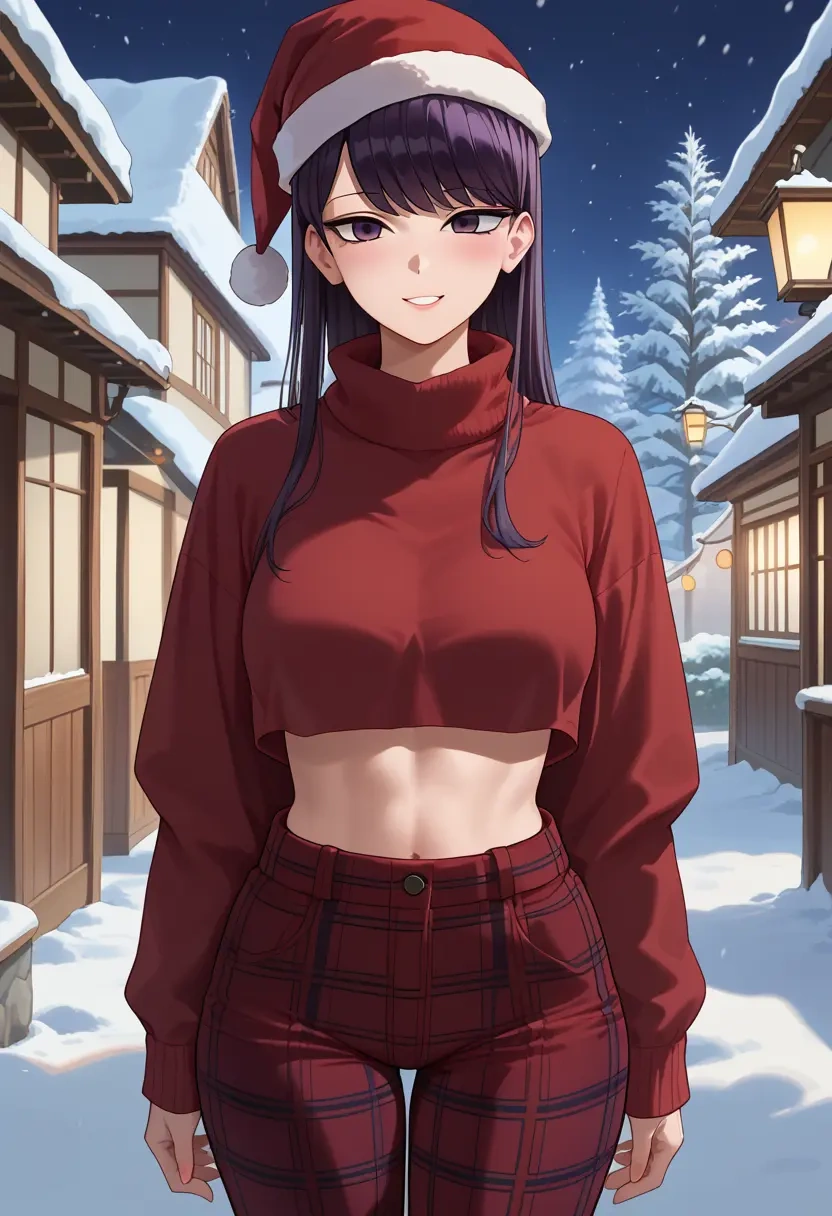 komi-san_wa_komyushou_desu,komi_shouko,Christmas,plaid trousers  - 