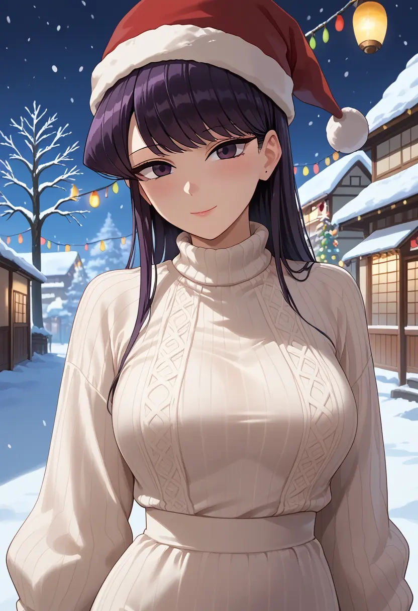 komi-san_wa_komyushou_desu,komi_shouko,Christmas,sweater dress,stockings  - 