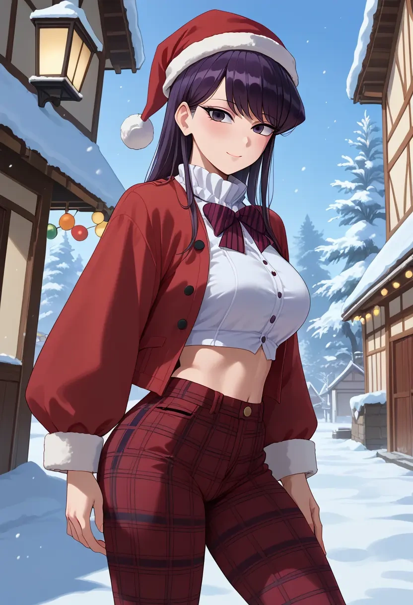 komi-san_wa_komyushou_desu,komi_shouko,Christmas,plaid trousers  - 