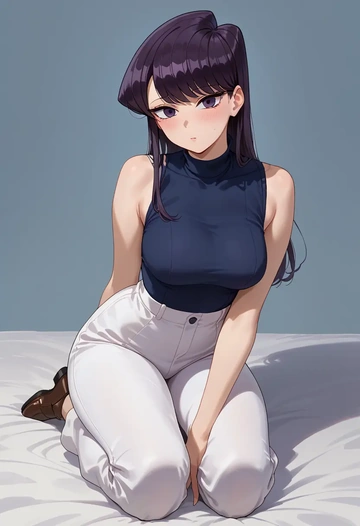 komi-san_wa_komyushou_desu,komi_shouko,jumpsuit,sleeveless,flare pants  - AI generated anime art