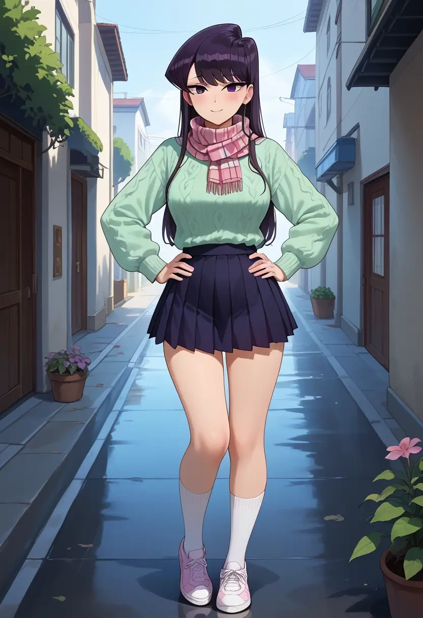 komi-san_wa_komyushou_desu,komi_shouko,spring,student uniform,knit sweater  - 