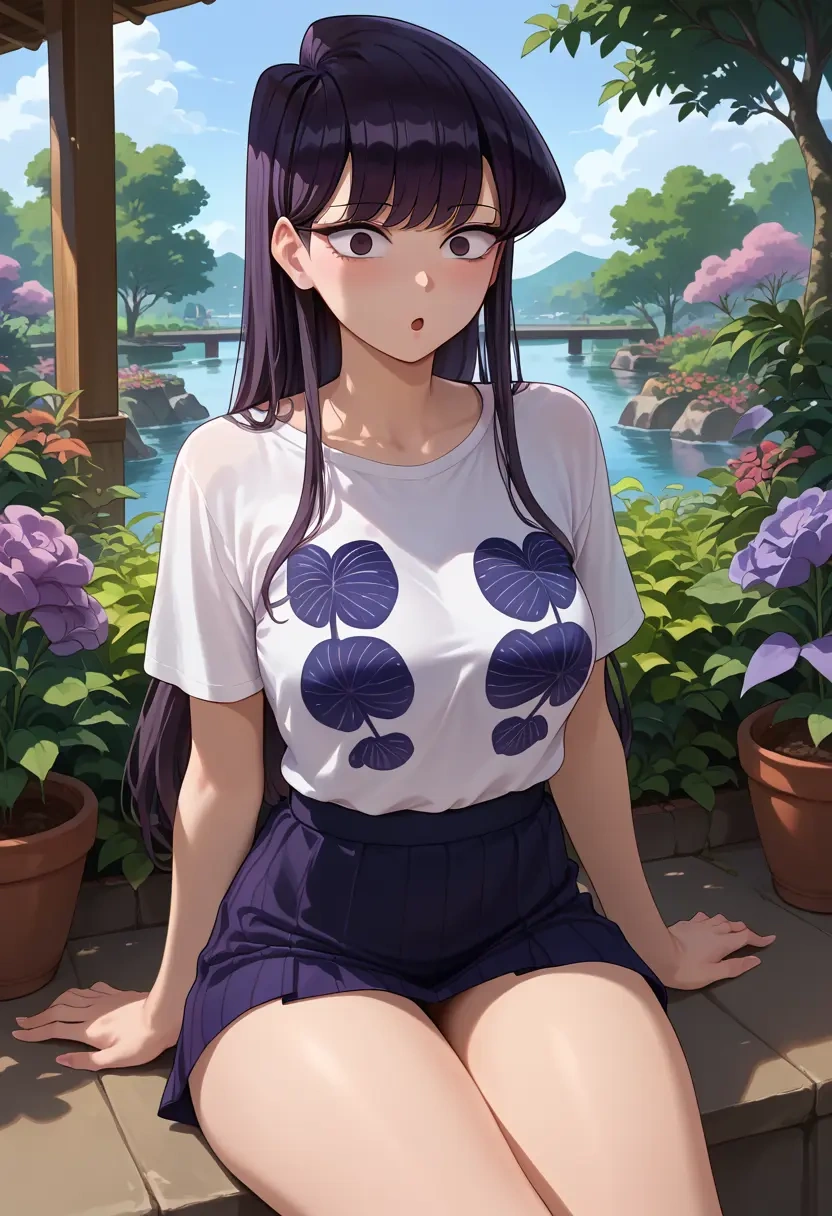 komi-san_wa_komyushou_desu,komi_shouko,handwritten script shirt,dolphin shorts  - 