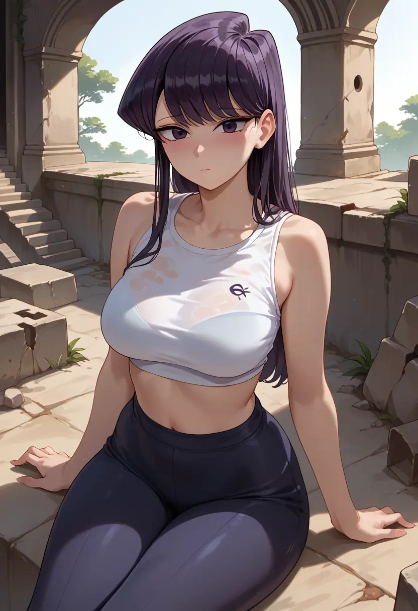 komi-san_wa_komyushou_desu,komi_shouko,sports crop,high-waisted shorts  - 