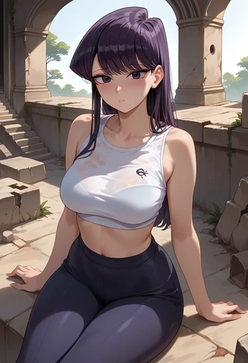 komi-san_wa_komyushou_desu,komi_shouko,sports crop,high-waisted shorts  - AI generated anime art