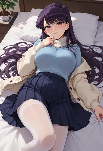 komi-san_wa_komyushou_desu,komi_shouko,winter,student uniform,puffer jacket  - AI generated anime art