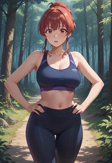 idolmaster,komiya_kaho,yoga shorts, bra  - AI generated anime art