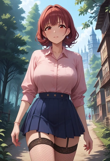 idolmaster,komiya_kaho,mini skirt, stockings  - AI generated anime art