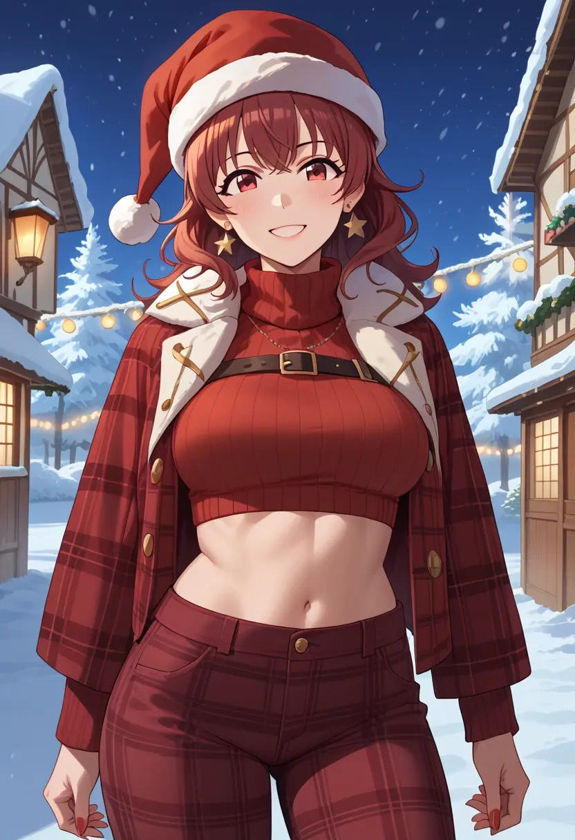 idolmaster,komiya_kaho,Christmas,plaid trousers  - 