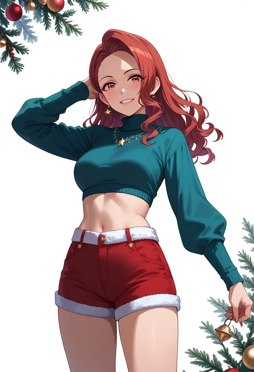 idolmaster,komiya_kaho,Christmas,red velvet shorts  - 