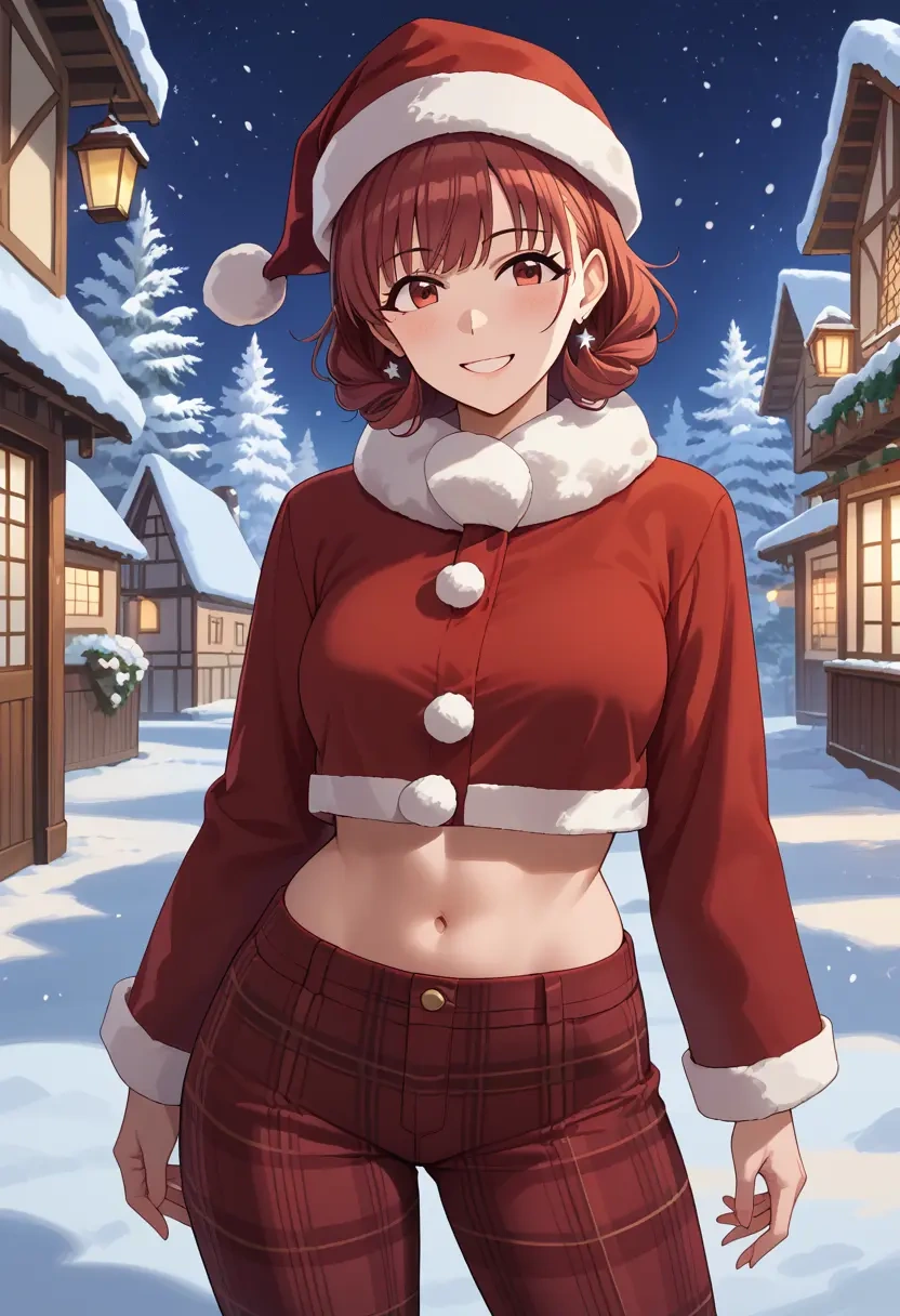 idolmaster,komiya_kaho,Christmas,plaid trousers  - 