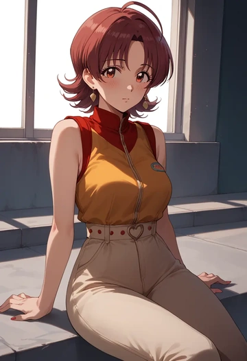 idolmaster,komiya_kaho,jumpsuit,sleeveless,flare pants  - AI generated anime art