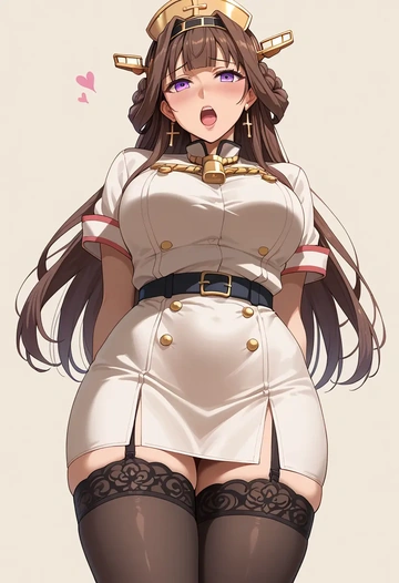 kantai_collection,kongou_(kancolle),nurse pantyhose,mini skirt, sexy  - AI generated anime art