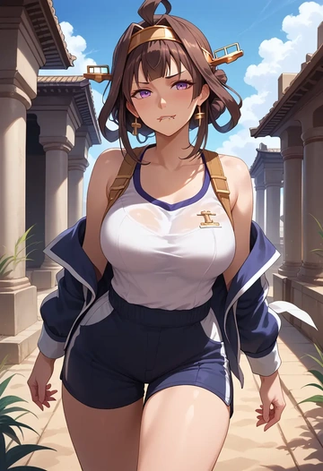 kantai_collection,kongou_(kancolle),athletic,shorts,sexy  - AI generated anime art