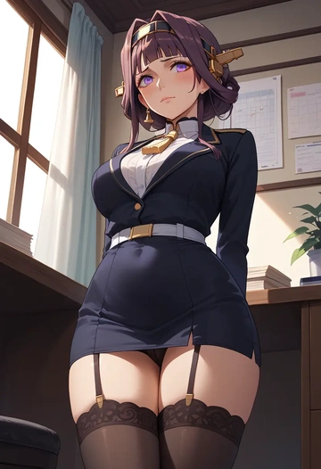 kantai_collection,kongou_(kancolle),secretary, stockings  - AI generated anime art