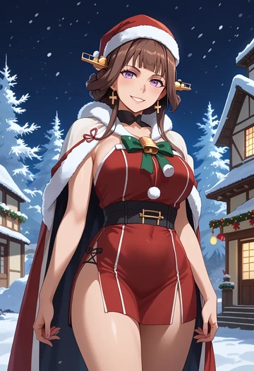 kantai_collection,kongou_(kancolle),Christmas,dress  - AI generated anime art