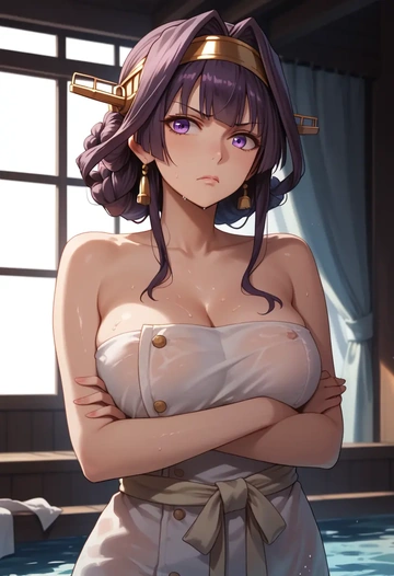 kantai_collection,kongou_kai_ni_(kancolle),towel,sexy  - AI generated anime art