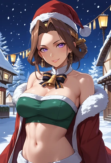 kantai_collection,kongou_kai_ni_(kancolle),Christmas,dress  - AI generated anime art