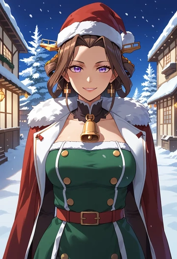 kantai_collection,kongou_kai_ni_(kancolle),Christmas,dress  - AI generated anime art