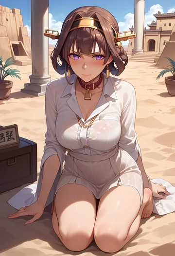 kantai_collection,kongou_kai_ni_(kancolle),polo shirt,tennis skirt  - AI generated anime art