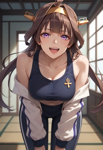 kantai_collection,kongou_kai_ni_(kancolle),athletic,track suit  - AI generated anime art