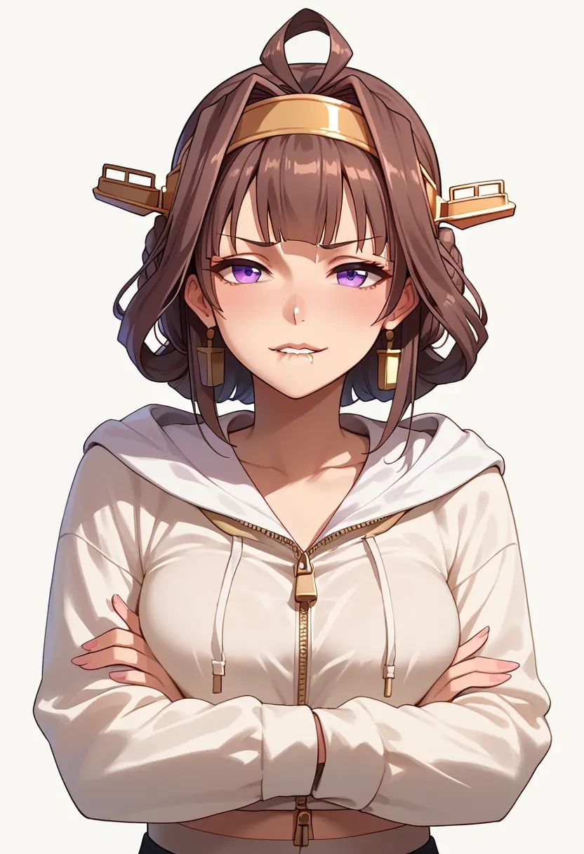 kantai_collection,kongou_kai_ni_(kancolle),crop hoodie,shorts  - 