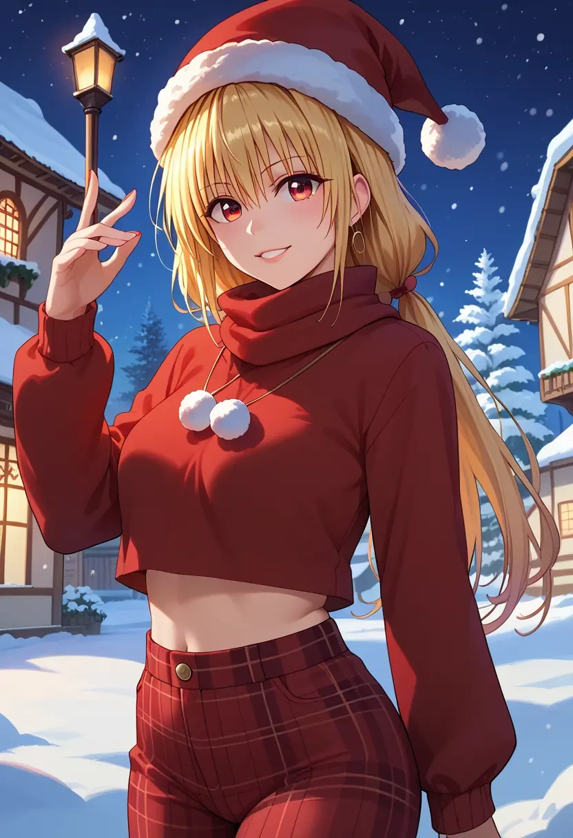 to_love-ru,konjiki_no_yami,Christmas,plaid trousers  - 