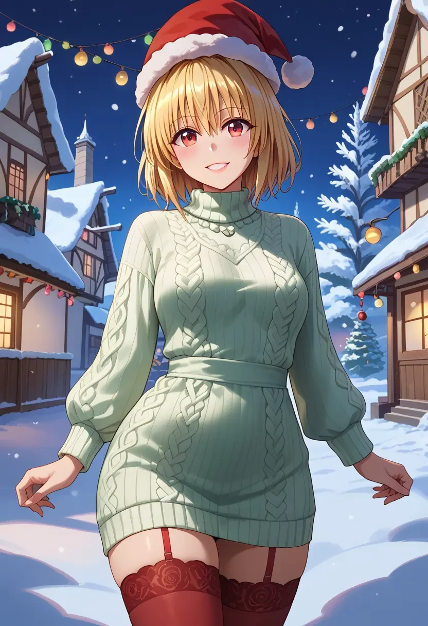 to_love-ru,konjiki_no_yami,Christmas,sweater dress,stockings  - 