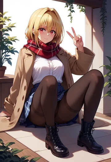 to_love-ru,konjiki_no_yami,winter,student uniform,fur-trimmed coat  - AI generated anime art