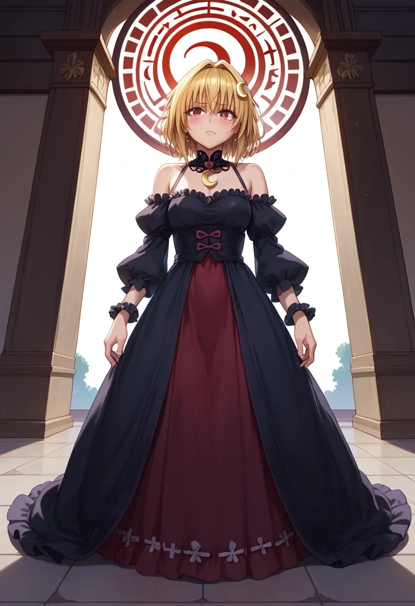 to_love-ru,konjiki_no_yami,gothic priestess gown,high slit,embroidered veil  - 