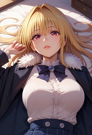 to_love-ru,konjiki_no_yami,coat,fur-collar,tailored trousers  - AI generated anime art